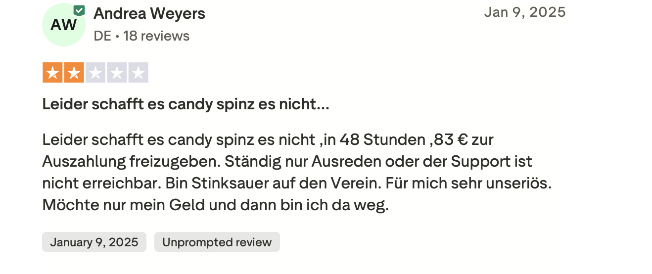 Trustpilot Erfahrungsbericht – Kritische Stimme aus Deutschland – 9. Januar 2025 – Auszahlung dauert länger als versprochen
